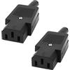 PATIKIL AC 250V 10A IEC 320 C14 Maschio a C13 Femmina Presa Alimentazione Connettore Adattatore Nero, Coppia