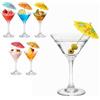 OCEANO Set 6 Bicchieri da Martini in Vetro Trasparente con 12 Ombrellini da Cocktail Inclusi Calici Eleganti per Aperitivo Margarita Feste Coppa a V