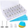 MengH-SHOP Kit per Decorazione di Torte 24 Beccucci per Pasticceria in Acciaio Inox 1 Sacchetti di Silicone Riutilizzabili 2 Accoppiatore 2 Chiodi per Fiori e 4 Stampi per Torta in Silicone 33 Pezzi