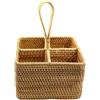 rockible Portautensili, Contenitore Porta Spezie, Cestino con 4 Scomparti - Porta Stoviglie in Rattan Intrecciato per Sala Da Pranzo, Piccolo Quadrato