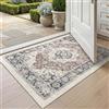 DEXI Zerbino Ingresso 60 x 90 cm, Beige | Antiscivolo Lavabile, Tappetino Morbido Vintage di Pelo Corto - Assorbente per Porta, Ingresso Interno e Lavanderia