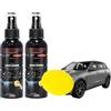 Comioke Rinnova Plastiche Auto, Detergente per Interni Auto, 2 * 120ml Restauratore e Lucidante per Plastica, Gomma, Pelle, Ripara Lo sbiadimento e previene l'invecchiamento precoce, + Spugna