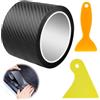 SUPRROW Pellicola protettiva in carbonio, vinile 3D, autoadesiva, con raschietto in plastica, colore nero, per auto, battitacchi, bicicletta, moto (10 cm x 300'