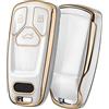 OATSBASF Custodia per chiavi dell'auto, compatibile con Audi A4L A6L A8 Q5 Q7 TTS TT, Seat 3 tasti, custodia per chiavi in TPU (per Audi, JB-bianco)