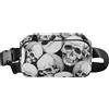 Generic Marsupio da donna con teschio ad acquerello bianco nero marsupio marsupio impermeabile designer viaggio marsupio da viaggio, teschio acquerello bianco nero, 20,3 x 13,5 x 5,8 cm, divertente carino