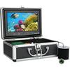 LLOOPK Cercatore di Pesci, Kit videocamera da Pesca Subacquea 10 m 1000TVL 6 PCS. Lampada a infrarossi luci con Monitor a Colori a 9 Pollici