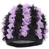 Homoyoyo Cuffia da Nuoto Donna Floreale Vintage, Elasticizzata per Chioma Lunghi | Nero e Porpora, Nailon Fit Antiscivolo e Bassa Resistenza All'acqua, Atmosfera Estiva