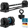 Skandika Hanteln Paino | Manubrio regolabile, set di manubri, pesi da 1,5 a 24 kg, set da 2 manubri, kettlebell, set di pesi, dumbbells, dischi pesi (3-in-1 Hantelset 24 kg)