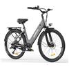 HillMiles Bici Elettrica Per Adulti Da 26, 7 Velocità Bicicletta Elettrica da 36V 13Ah Batteria Rimovibile, 25km/h & Autonomia di 80-100km E-bike Per Pendolari Urbani, IP65 impermeabile (Grey)