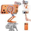 OMOTON TP06-E - Treppiede per telefono MagSafe, Hook & Arca, tascabile | 3-Axis Adj, Arca & 0.25 vite, Mantis Hook, Alluminio, Pieghe 2,1 cm, per iPhone/Android, Regali di Viaggio Vlog Creators