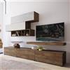 Dmora Parete Attrezzata Tyne Marrone Noce Modulabile Apertura Battente, a Ribalta, Mobile Soggiorno 5 Ante