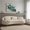 Dmora - Divano fisso 3 posti Pace, Sofà dritto, Divanetto per salotto, Poltrona matrimoniale con contenitore, 185 x 84 h68 cm, Crema e Oro