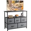 DUMOS Comò, ingegneria in Poliestere. Materiale: Legno, 5 cassetti TV Grigio, 100T x 30B x 81H cm (5 Schubladen)