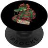 Merry Christmas Wrap Ribbon Bow Stars Xm Carta regalo con coccodrillo e bastoncino di zucchero, motivo: agrifoglio PopSockets PopGrip Adesivo