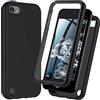 Hensinple Custodia per iPod Touch di 7a/6a/5a generazione, custodia per iPod Touch, in silicone antiurto [con protezione per lo schermo integrata], copertura integrale resistente e robusta (nero)