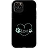 ASBDOGZY Custodia per iPhone 11 Pro Verde menta Cane zampa stampa cuore amore per i cani amanti degli animali domestici