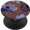 ElegantFlower Brown Blue Purple Floral G ElegantFlower Brown Blue Purple Floral Print PopSockets PopGrip Adesivo