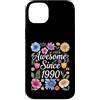 Vintage Flowers Watercolor Birthday Custodia per iPhone 14 Plus Awesome Since 1990 - Compleanno Floreale Acquerello