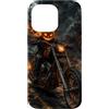 Motorghast Garage Custodia per iPhone 14 Pro Max Testa di zucca fiammeggiante Chopper Rider Halloween Biker