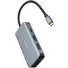 VoltShine HUB - Hub USB C con 3 porte USB 3.0 e 2 usb-c, include ricarica USB C pd fino a 100 W, lunghezza 15 cm, colore grigio. *