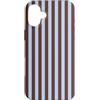Elegant Geometric Vertical Lines Pattern Custodia per iPhone 16 Plus Simpatiche linee verticali estetiche a righe azzurre e marroni