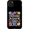 Vintage Flowers Watercolor Birthday Custodia per iPhone 11 Pro Max Awesome Since 1990 - Compleanno Floreale Acquerello