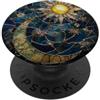 DarkMoon Sun Moon Face Stained Glass Gri DarkMoon Sun Moon Face Stained Glass PopSockets PopGrip Adesivo
