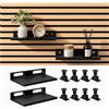 TTTWWW Set da 2 Mensola per Pannelli Acustici, Nero Accessori Pannelli Acustici, Scaffale per Pannelli Acustici Senza Fori, con 8 Vite, Scaffale per Pannello Acustico, per Soggiorno, Ufficio (15 x 9 cm)