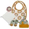 Interbaby - Set regalo neonato modello Leone - da 0 a 6 mesi circa - Set 4 pezzi composto da cappello, Dou Dou, Bavaglino e peucos