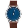 slow round 13 - Dark Brown Leather, Silver Case, Blue Dial