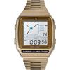 Timex Q Reissue Orologio digitale da uomo, 32,5 mm, cinturino in acciaio inox dorato, quadrante digitale, cassa dorata TW2U72500