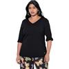 Ulla Popken gs1 data protected company 4069787000005 Maglione da Donna con Maniche a Volant, Nero, 48/50 IT