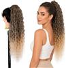 Ser Mulher Coda Capelli Extension Ricci con Laccio in Termofibra di Qualità, 100% Naturale, 70 cm - Coda di Cavallo Riccia per Styling Lunghi, Morbida e Resistente al Calore, CRISTEL (Platinum Blonde Degradee)