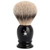 MÜHLE Pennello da barba CLASSIC S, setole di tasso con punta argentata e manico in resina preziosa, nero