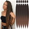 Xusuperb - Extension di capelli pre-stirati per trecce, Marrone ombre, Lungo 1B/30, Braiding, Trecce facili, 6 confezioni, Texture Soft Yaki, Kanekalon, capelli sintetici per trecce (T1B/30#)
