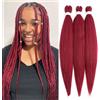 S-noilite Long EZ Braids Pre-Stretched Easy Braiding Hair Extensions per Crochet Box Twist Braids Ombre Yaki Capelli Sintetici Impostazione Acqua Calda, 66 cm 3 Pack 270g,Rosso scuro