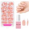 Soodyoow 120 Pezzi Unghie Finte, 12 Taglie Unghie Finte Corte, Unghie Fintes Adesive, Unghie Press on Gel, Press on Nails, Unghies Fintes Bambina, con Colla per Unghie, Lima e Spingi Cuticole