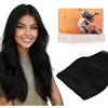 DOORES Ciocche di capelli veri da cucire, 40 cm, 80 g, #1 | Nero profondo, capelli veri Remy, setosi, lisci, senza cuciture, extension naturali per donne