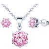 MICSAVI Collana e Orecchini Set di Gioielli da Donna Ciondolo Zirconia cubica con Catenina in Argento Sterling 925