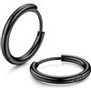 MILACOLATO G23 - Orecchini a cerchio in titanio massiccio di grado implantato, ipoallergenici, piccoli, con cerniera, per cartilagine, unisex, argento, oro, nero, 8 mm, 10 mm, 12 mm