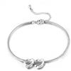 Presentimental Bracciale Personalizzato Donna con Pietra Portafortuna Bracciale Cuore con Nomi Bracciale Regolabile in Acciaio Inossidabile Regalo per Mamma Moglie Fidanzata Figli (argento-2 nome)