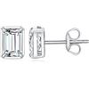 JewelryPalace 1ct Orecchini a Bottone Donna placcato oro bianco 14K con Creato Moissanite, Piercing Orecchini a Lobo con Pietra a Taglio Smeraldo, Orecchini Solitario Set Gioielli Donna