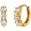 HeyMeili Orecchini Cerchio Donna Acciaio Inossidabile Orecchini Rotondo/Cuore/Principessa/Ovale/Farfalla/Pavé Placcati in Oro 18K Orecchini Piccoli Anallergici Oro Argento Donna