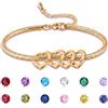 RolaOnly Bracciale Personalizzato Donna con 1-5 Nomi Bracciale Cuore Inciso con Pietre di Nascita Gioiello Famiglia Regalo per Festa della Mamma Compleanni Natale