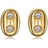 BOBIJOO Jewelry - Orecchini a chicco di caffè con zirconi 9 mm in acciaio inossidabile oro