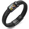 ALBERTBAND Bracciali da Uomo Personalizzati Bracciale in Pelle con Nome Foto Regalo per Uomo Papà Marito Fidanzato Nonno Amico (Nero-1 nome)