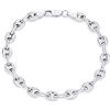 Bling Jewelry Braccialetto Unisex In Argento Sterling .925 Con Catena Marina A Maglia D'Ancora Gonfia Per Donne E Uomini Larga 9 6 Mm E Lunga 7 8 Pollici