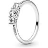 PANDORA Timeless Anello in argento con tre pietre trasparenti con zirconia cubica trasparente, 56