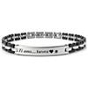 amorili Bracciale Uomo Personalizzabile con Incisione in Acciaio Inox e Ceramica Nera Sfaccettata, Regalo Personalizzato con Frasi, Simboli, Date e Nomi per Lui bcc2332