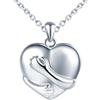CONILOK Collana Foto Ciondolo Cuore Argento 925 Medaglione Portafoto Personalizzabile con Braccia Abbracciate